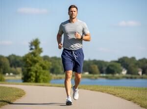 Men’s Sz XL Blue Jogging Shorts. Draw String. Pockets. Inseam 8 Inches.